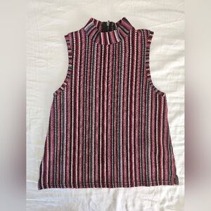 Sleeveless Pink & Purple Knit Striped Sweater (XS)